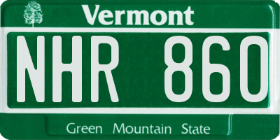 VT license plate NHR860