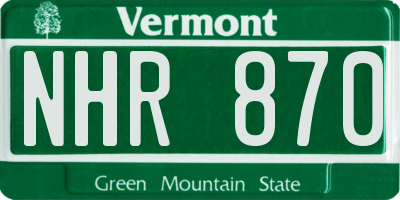 VT license plate NHR870