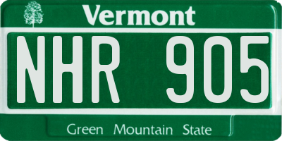 VT license plate NHR905