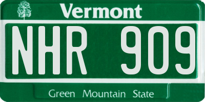 VT license plate NHR909