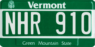 VT license plate NHR910