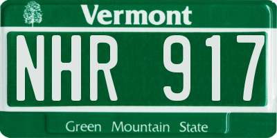 VT license plate NHR917