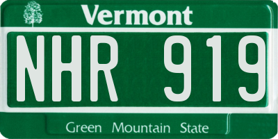 VT license plate NHR919