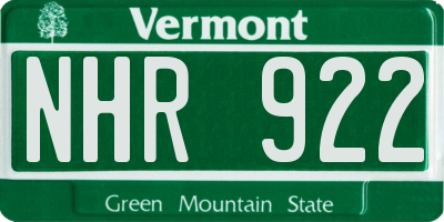 VT license plate NHR922