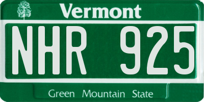 VT license plate NHR925