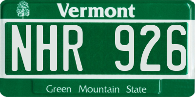 VT license plate NHR926
