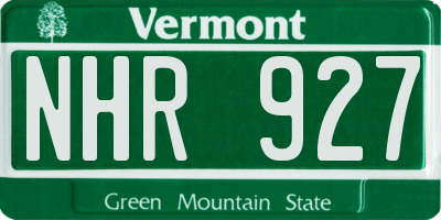 VT license plate NHR927