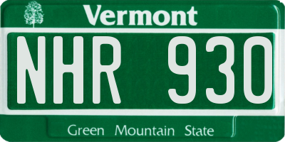 VT license plate NHR930