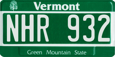 VT license plate NHR932