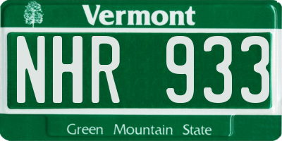VT license plate NHR933