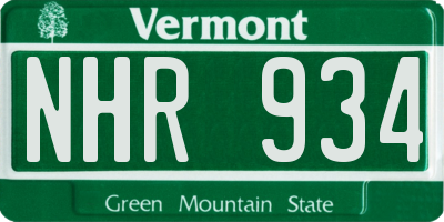 VT license plate NHR934