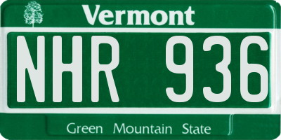 VT license plate NHR936