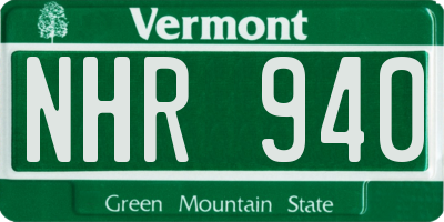 VT license plate NHR940