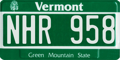 VT license plate NHR958