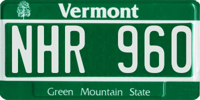 VT license plate NHR960