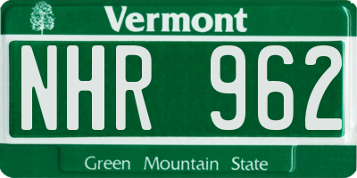 VT license plate NHR962
