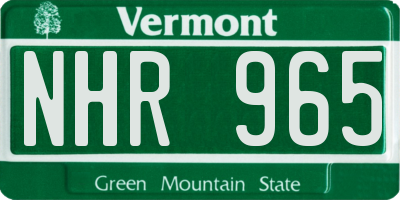VT license plate NHR965