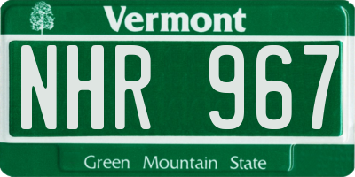 VT license plate NHR967