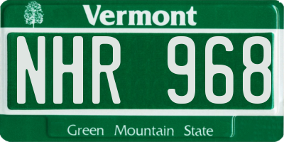 VT license plate NHR968