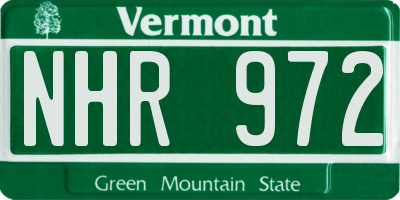 VT license plate NHR972