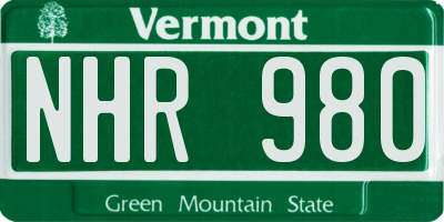 VT license plate NHR980