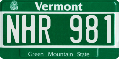 VT license plate NHR981