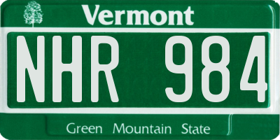 VT license plate NHR984