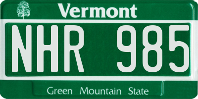 VT license plate NHR985