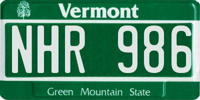 VT license plate NHR986