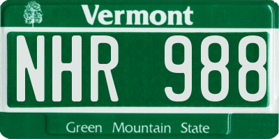 VT license plate NHR988