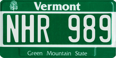 VT license plate NHR989