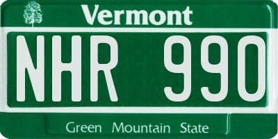 VT license plate NHR990