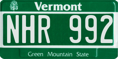 VT license plate NHR992