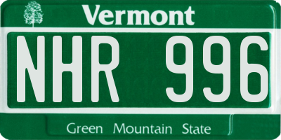VT license plate NHR996