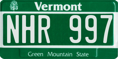VT license plate NHR997