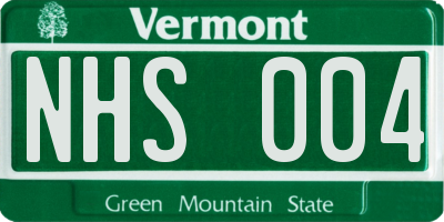 VT license plate NHS004