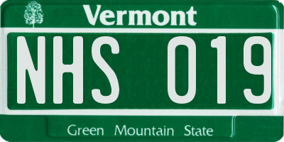 VT license plate NHS019