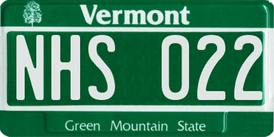 VT license plate NHS022