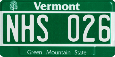 VT license plate NHS026