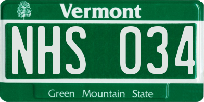 VT license plate NHS034