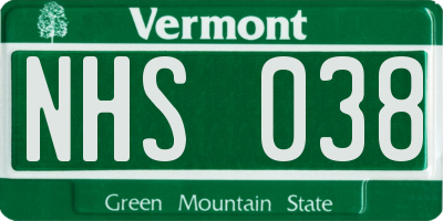 VT license plate NHS038