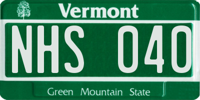 VT license plate NHS040