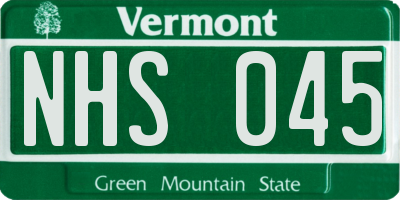 VT license plate NHS045