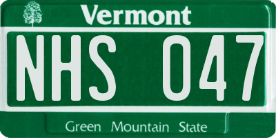 VT license plate NHS047