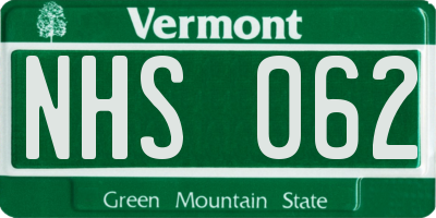 VT license plate NHS062