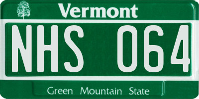 VT license plate NHS064