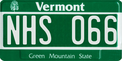 VT license plate NHS066