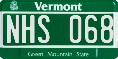 VT license plate NHS068