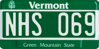 VT license plate NHS069