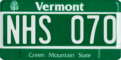 VT license plate NHS070
